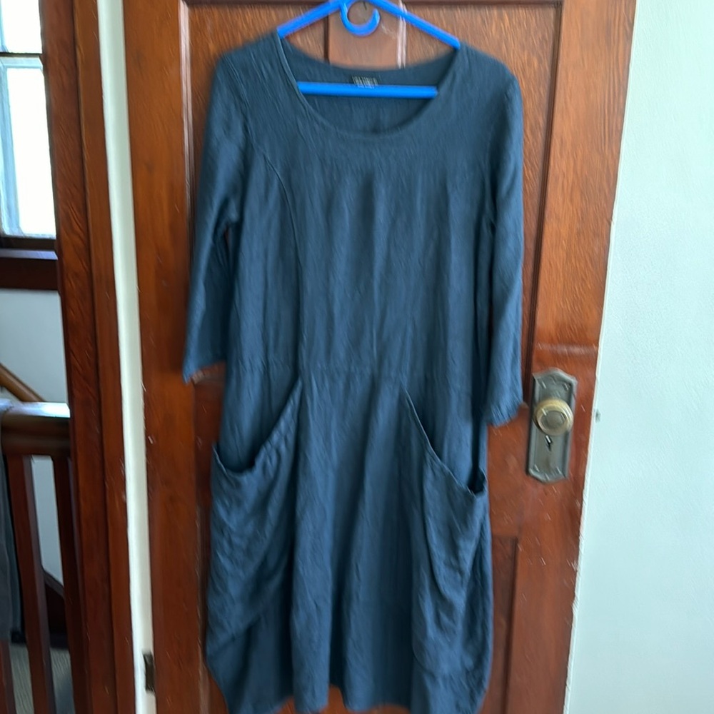 Never worn navy linen dress